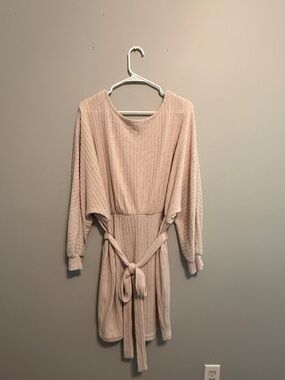 SHEIN Curve Ribbed Tunic Top - Beige